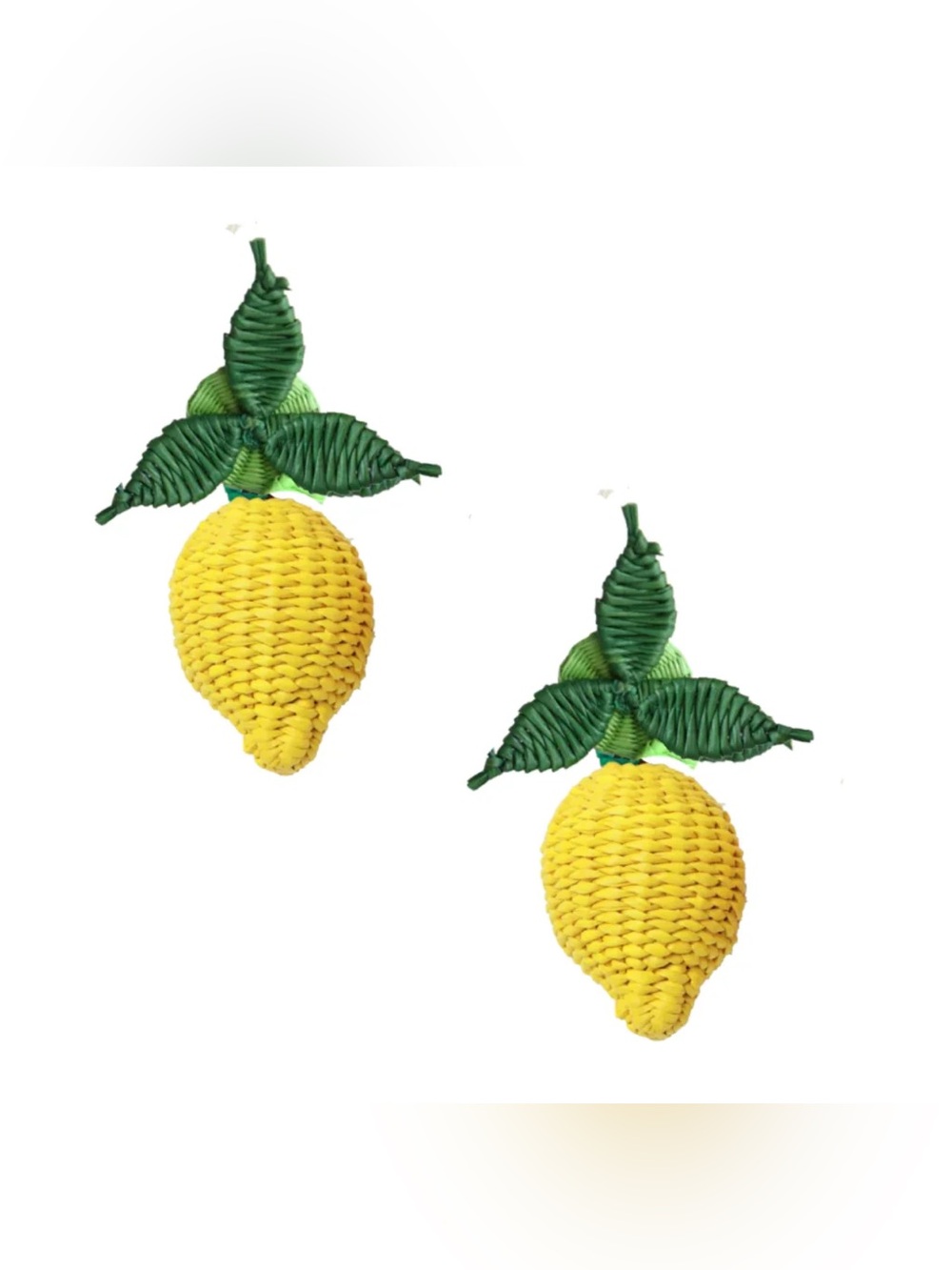 Woven wicker lemon earrings